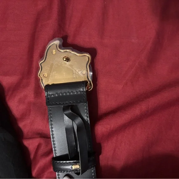 Versace Black Belt with Gold Medusa Buckle - Picture 2 of 5